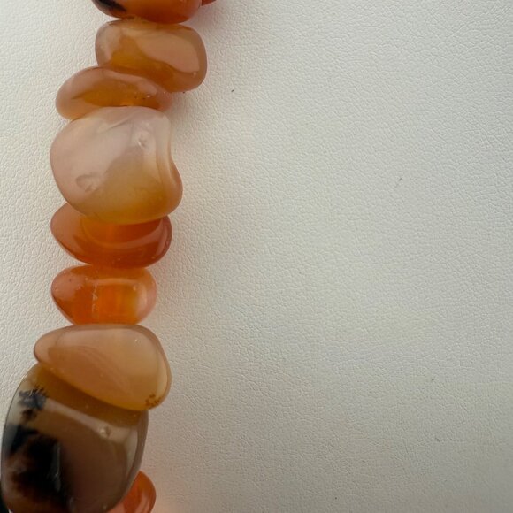 Carnelian‎ Chunky Beaded Necklace Polished Semiprecious Gemstone Orange Gradient - Picture 7 of 8